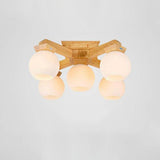 Modern Nordic Wooden Globe Chandelier LED Pendant Lighting for Living and Dining Rooms