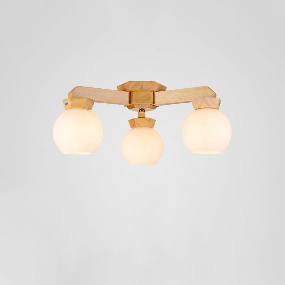 Modern Nordic Wooden Globe Chandelier LED Pendant Lighting for Living and Dining Rooms