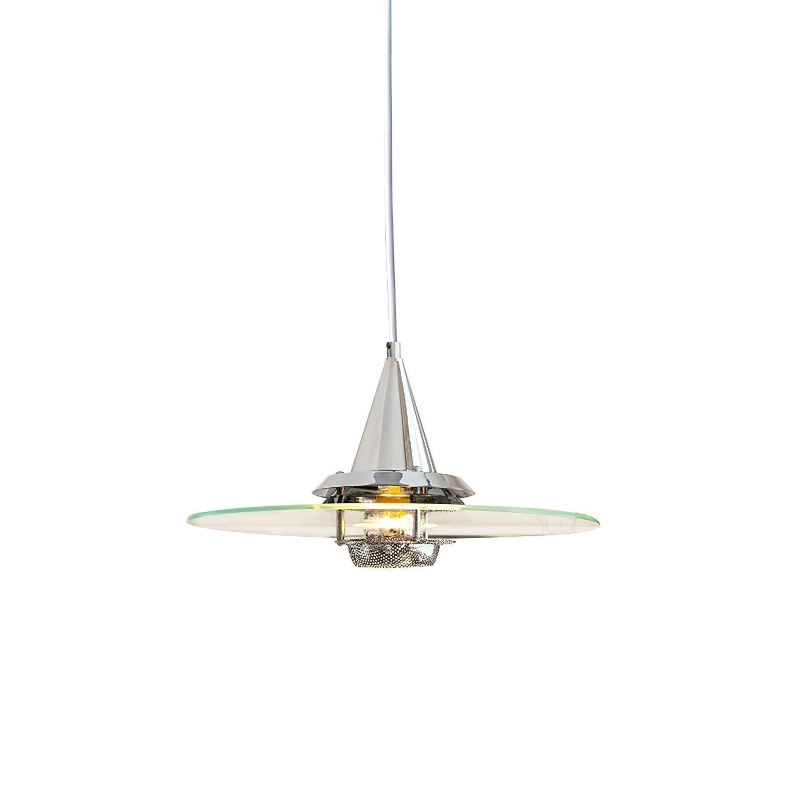 Modern Nova Glass Disc Pendant Light Chrome Industrial Ceiling Hanging Lamp