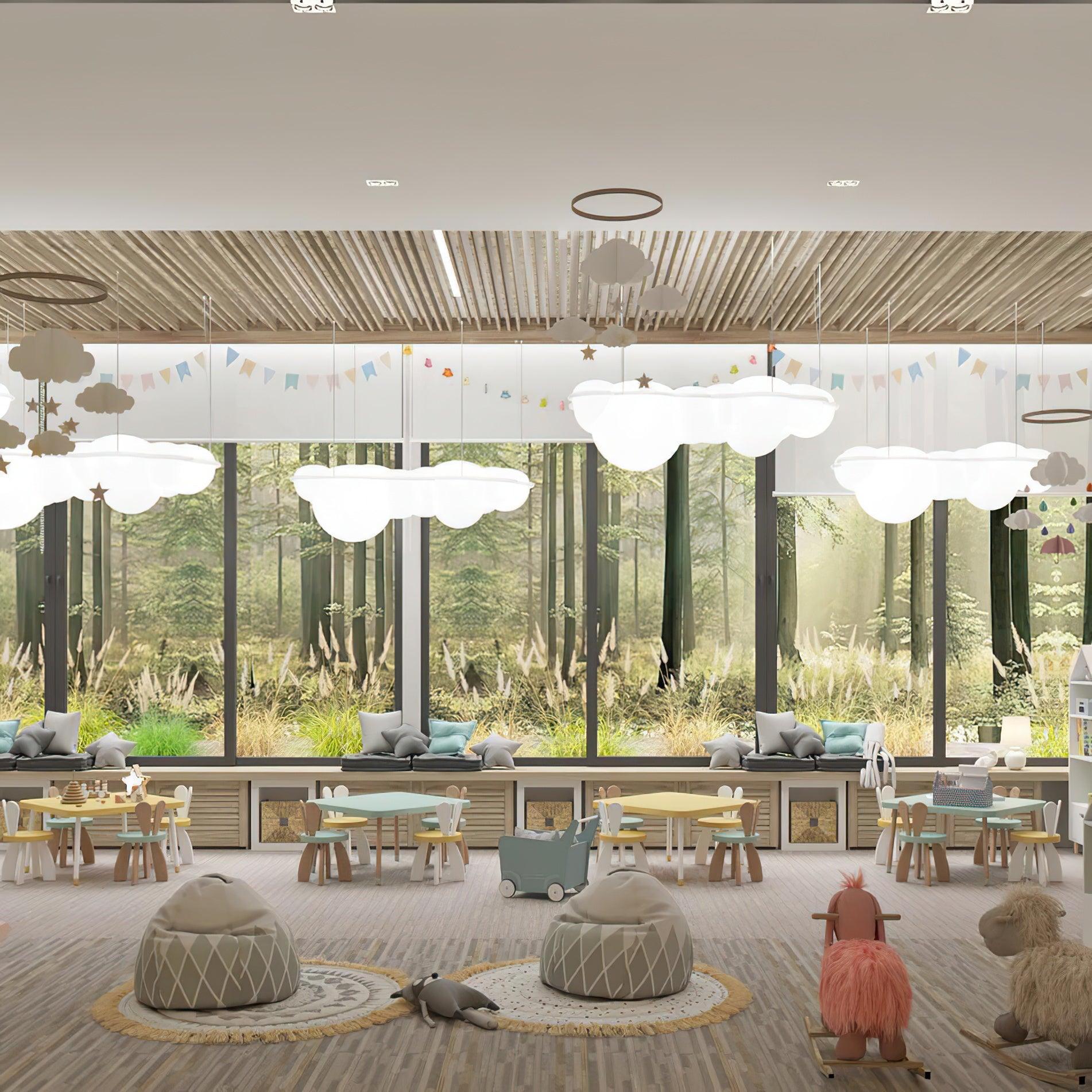 Modern Nuvola Cloud Shaped Pendant Light with White PE Shade for Minimalist Indoor Decor