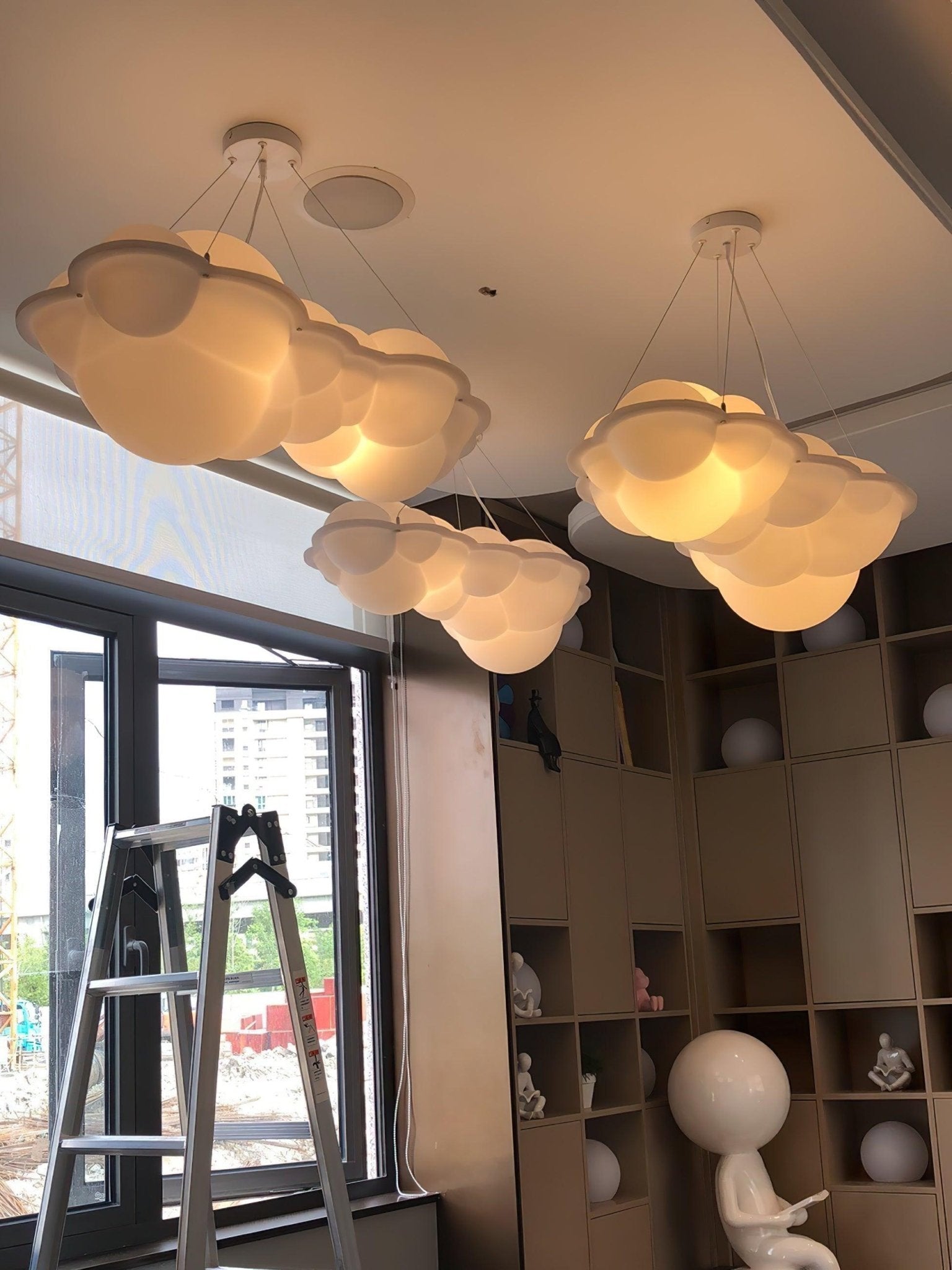 Modern Nuvola Cloud Shaped Pendant Light with White PE Shade for Minimalist Indoor Decor