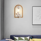 Modern Oak Wood and Resin Bird Wall Light Decorative LED Sconce Pair