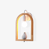 Modern Oak Wood and Resin Bird Wall Light Decorative LED Sconce Pair