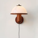 Modern Oak Wood Mushroom Wall Sconce with White Diffuser Shade for Indoor Lighting