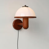 Modern Oak Wood Mushroom Wall Sconce with White Diffuser Shade for Indoor Lighting