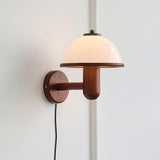Modern Oak Wood Mushroom Wall Sconce with White Diffuser Shade for Indoor Lighting