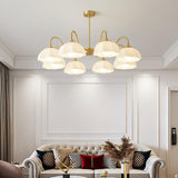 Modern Octagonal Glass Bowl Brass Chandelier Luxury Indoor Pendant Ceiling Light Fixture
