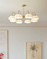Modern Octagonal Glass Bowl Brass Chandelier Luxury Indoor Pendant Ceiling Light Fixture