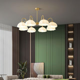 Modern Octagonal Glass Bowl Brass Chandelier Luxury Indoor Pendant Ceiling Light Fixture