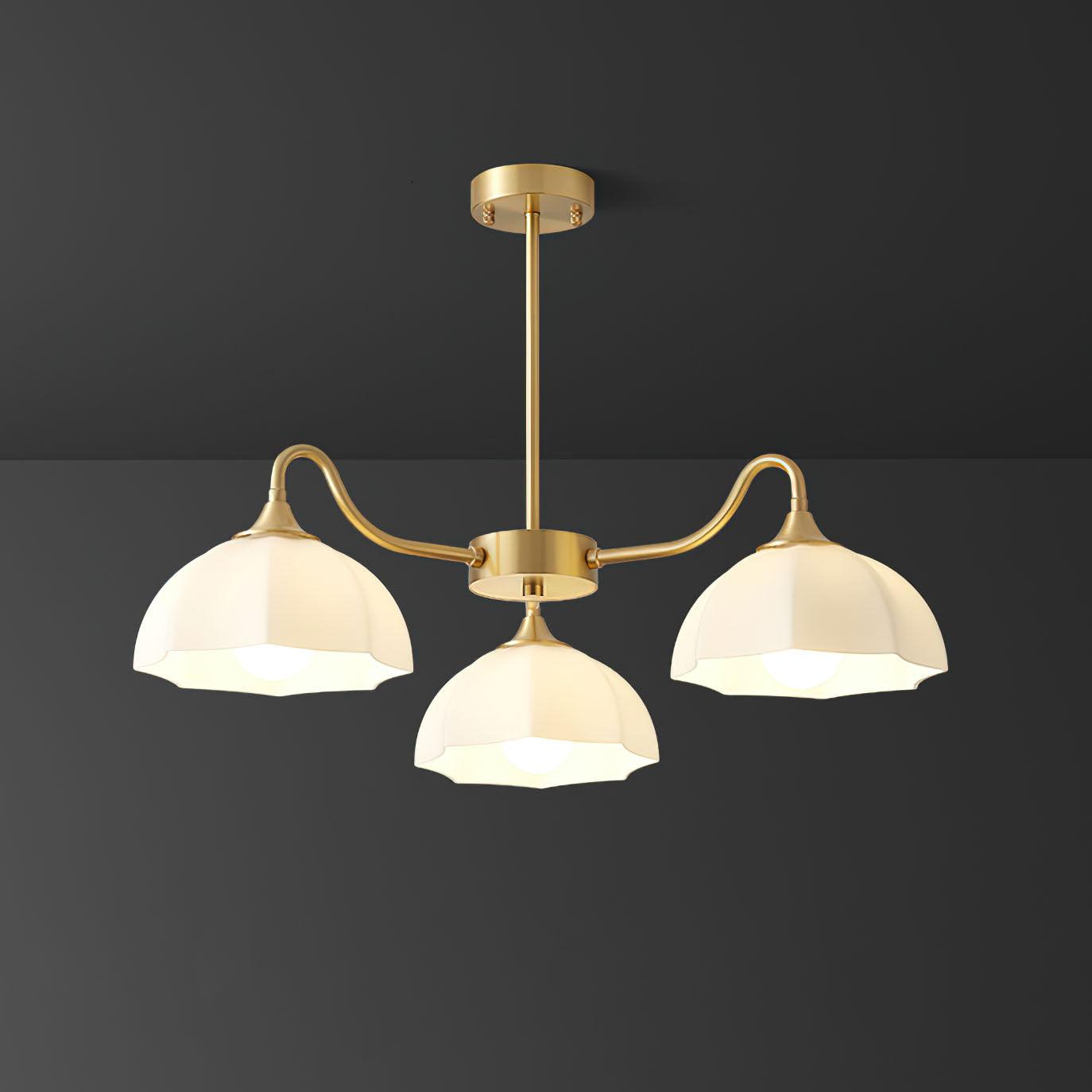 Modern Octagonal Glass Bowl Brass Chandelier Luxury Indoor Pendant Ceiling Light Fixture