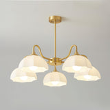Modern Octagonal Glass Bowl Brass Chandelier Luxury Indoor Pendant Ceiling Light Fixture