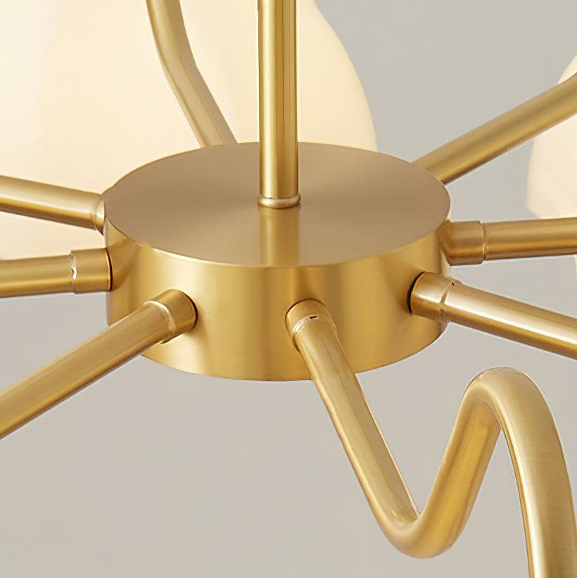 Modern Octagonal Glass Bowl Brass Chandelier Luxury Indoor Pendant Ceiling Light Fixture