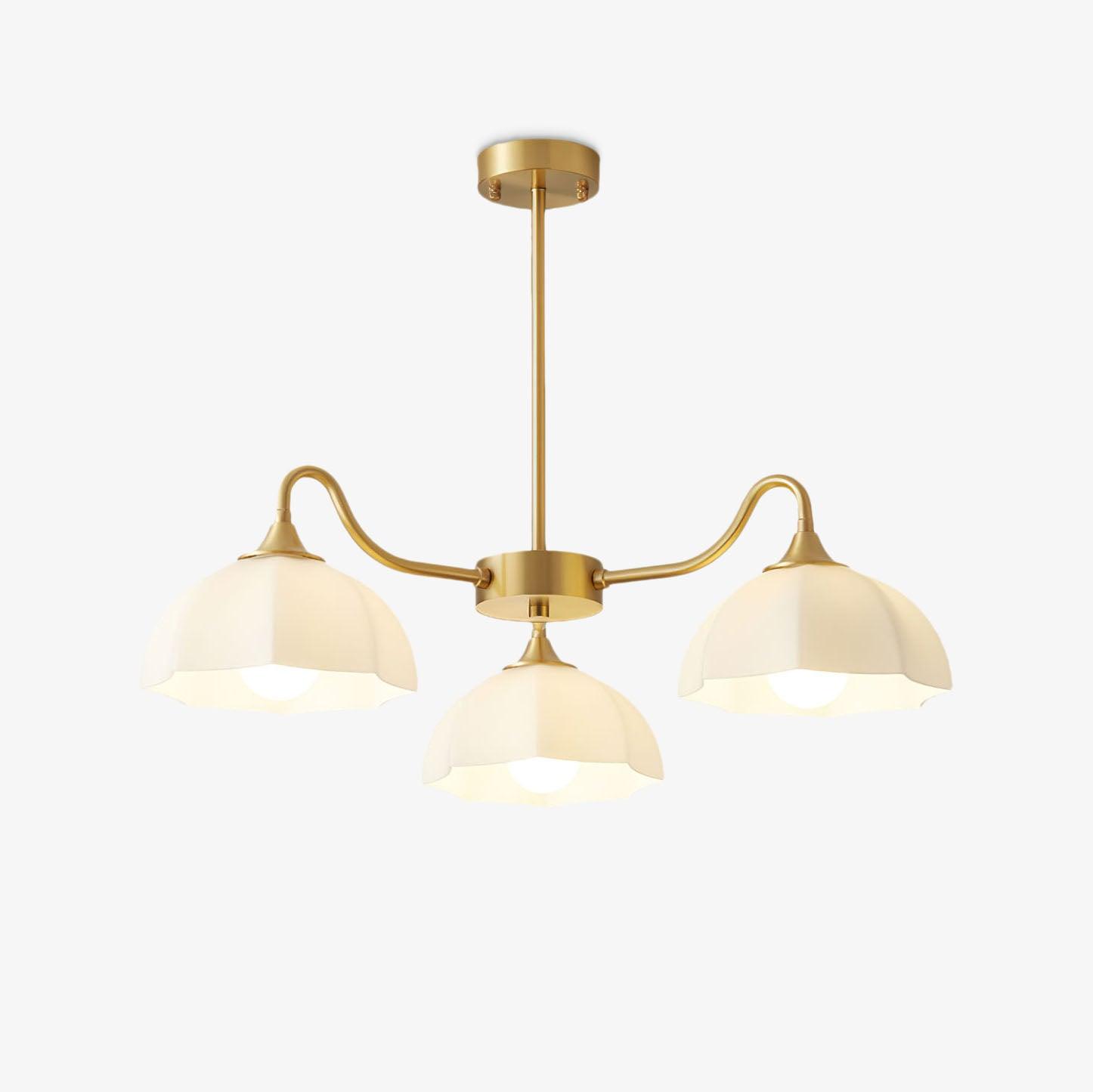 Modern Octagonal Glass Bowl Brass Chandelier Luxury Indoor Pendant Ceiling Light Fixture