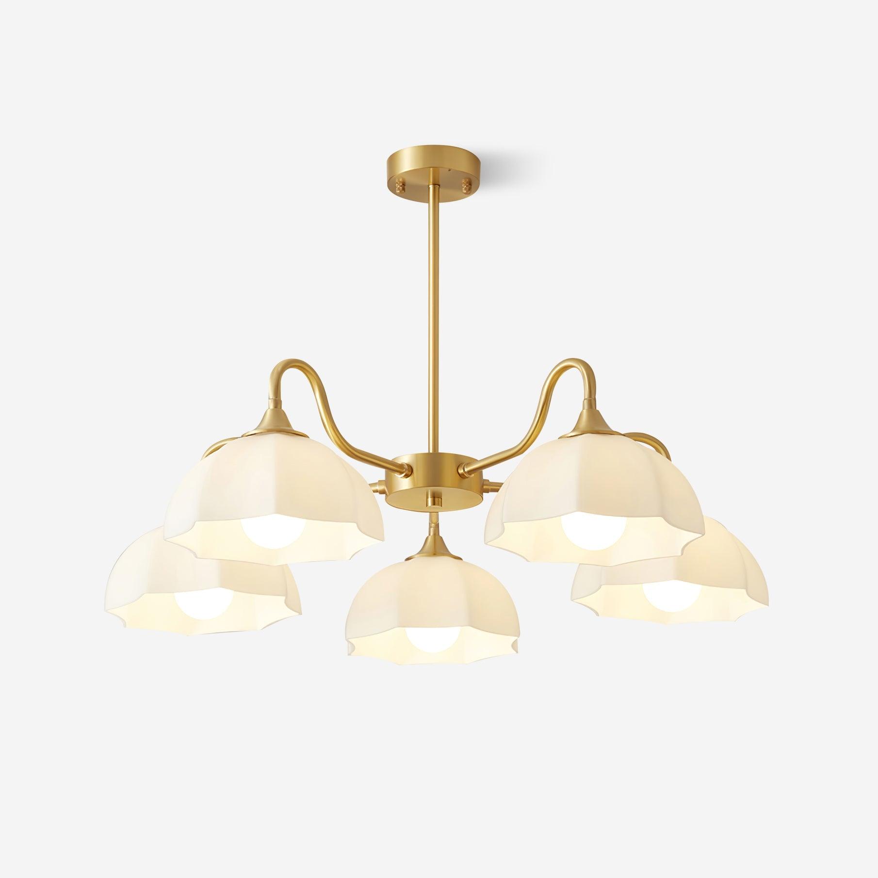 Modern Octagonal Glass Bowl Brass Chandelier Luxury Indoor Pendant Ceiling Light Fixture