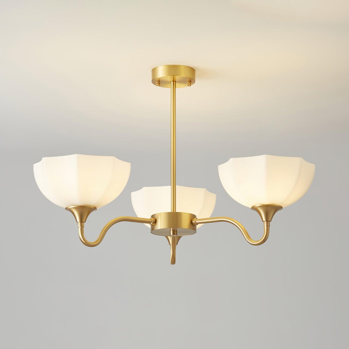 Modern Octagonal Glass Bowl Brass Chandelier Luxury Indoor Pendant Ceiling Light Fixture
