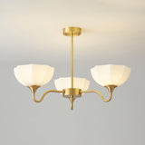 Modern Octagonal Glass Bowl Brass Chandelier Luxury Indoor Pendant Ceiling Light Fixture