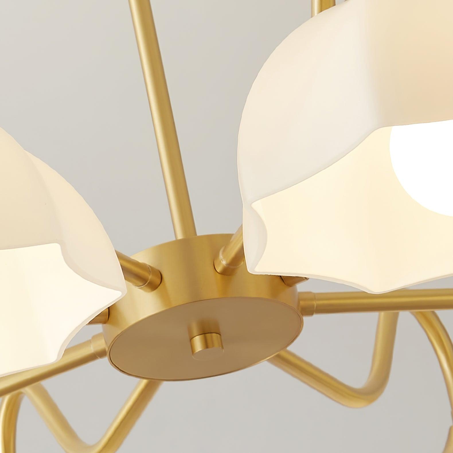 Modern Octagonal Glass Bowl Brass Chandelier Luxury Indoor Pendant Ceiling Light Fixture