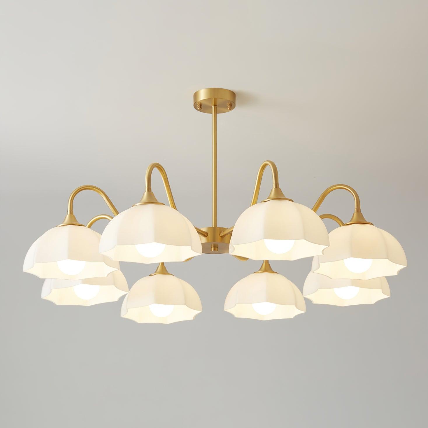 Modern Octagonal Glass Bowl Brass Chandelier Luxury Indoor Pendant Ceiling Light Fixture