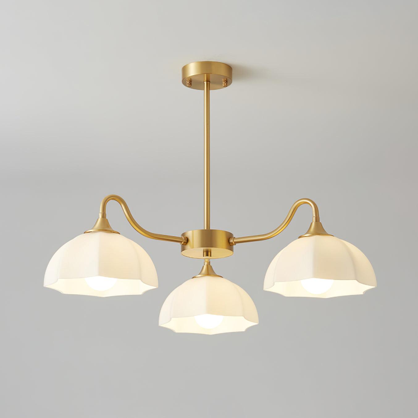 Modern Octagonal Glass Bowl Brass Chandelier Luxury Indoor Pendant Ceiling Light Fixture