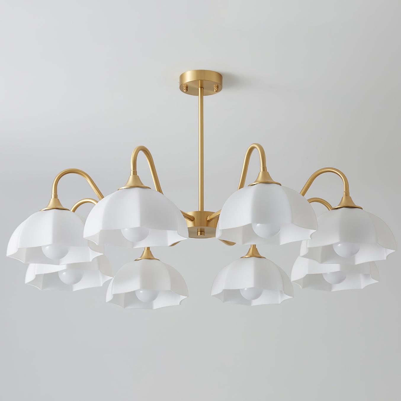 Modern Octagonal Glass Bowl Brass Chandelier Luxury Indoor Pendant Ceiling Light Fixture