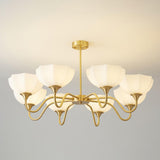 Modern Octagonal Glass Bowl Brass Chandelier Luxury Indoor Pendant Ceiling Light Fixture