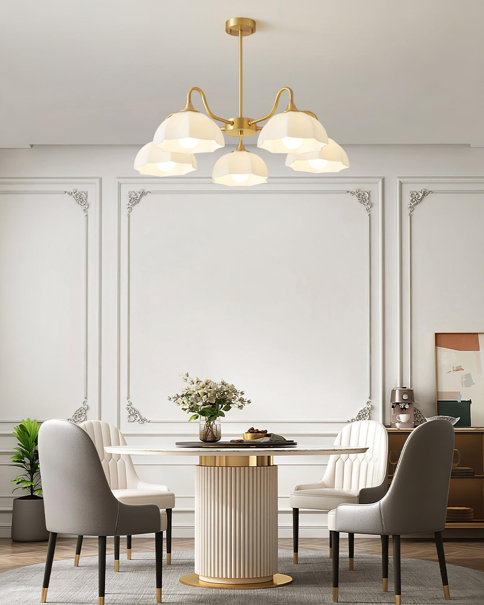 Modern Octagonal Glass Bowl Brass Chandelier Luxury Indoor Pendant Ceiling Light Fixture