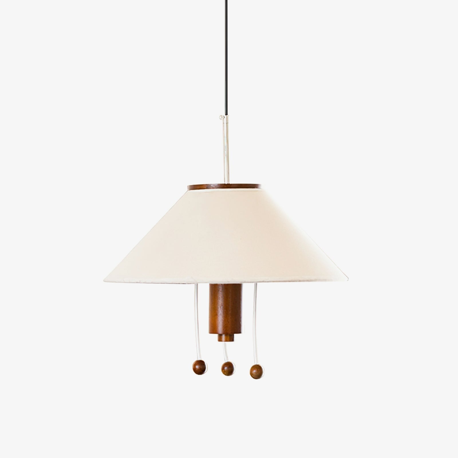 Modern Octopus Organic Shaped Pendant Light with Wood Accents and Fabric Shade