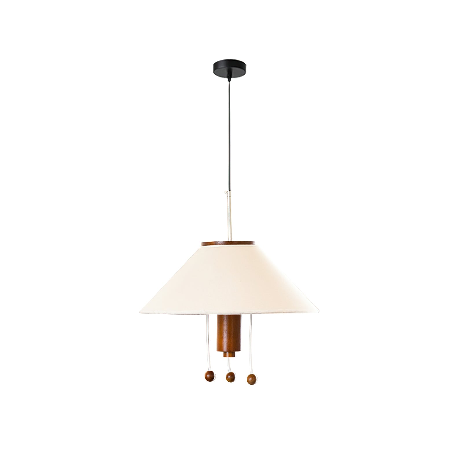 Modern Octopus Organic Shaped Pendant Light with Wood Accents and Fabric Shade