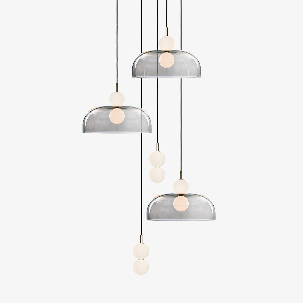 Modern Ohm Glass Globe Pendant Light Fixture with Integrated LED Hanging Ceiling Lamp