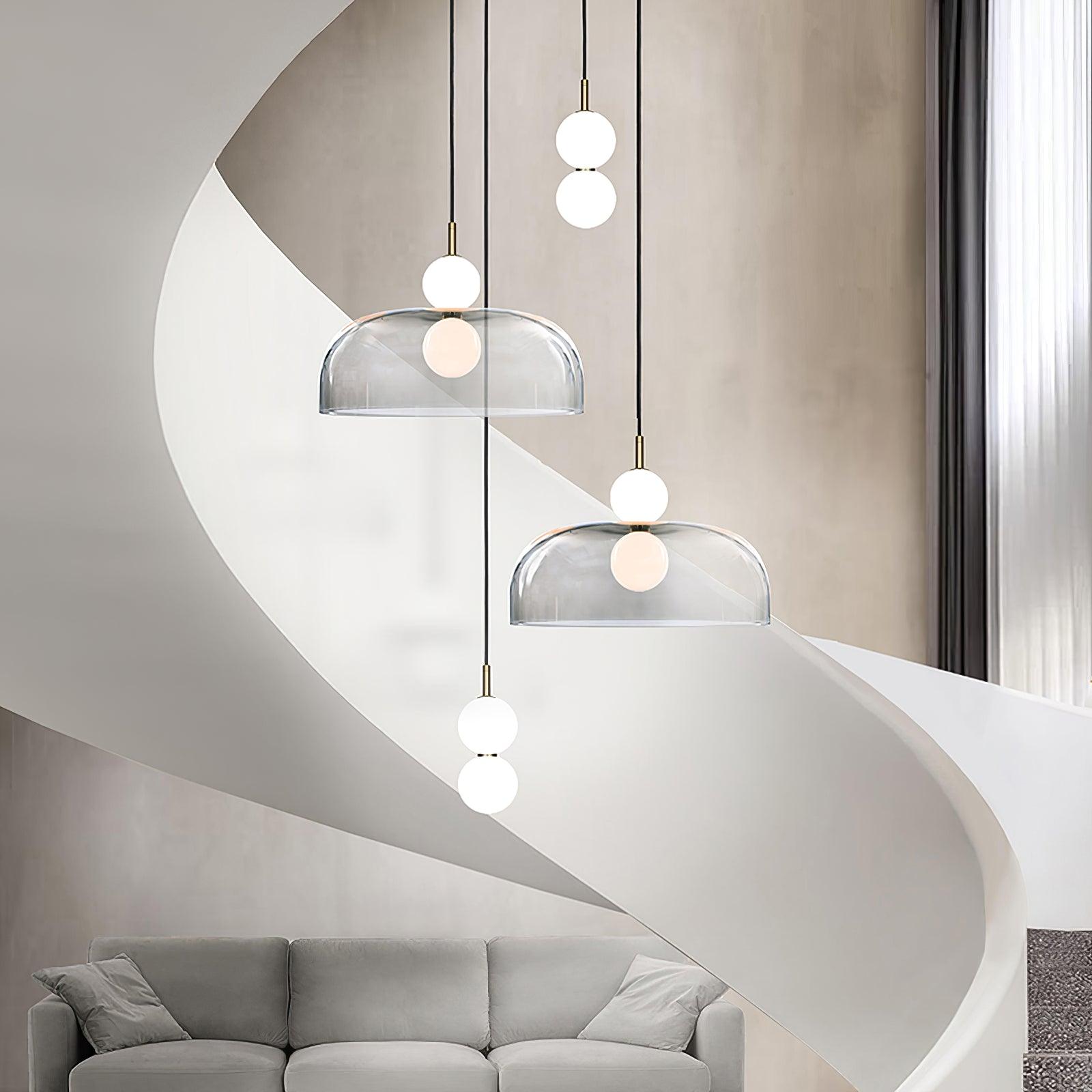 Modern Ohm Glass Globe Pendant Light Fixture with Integrated LED Hanging Ceiling Lamp
