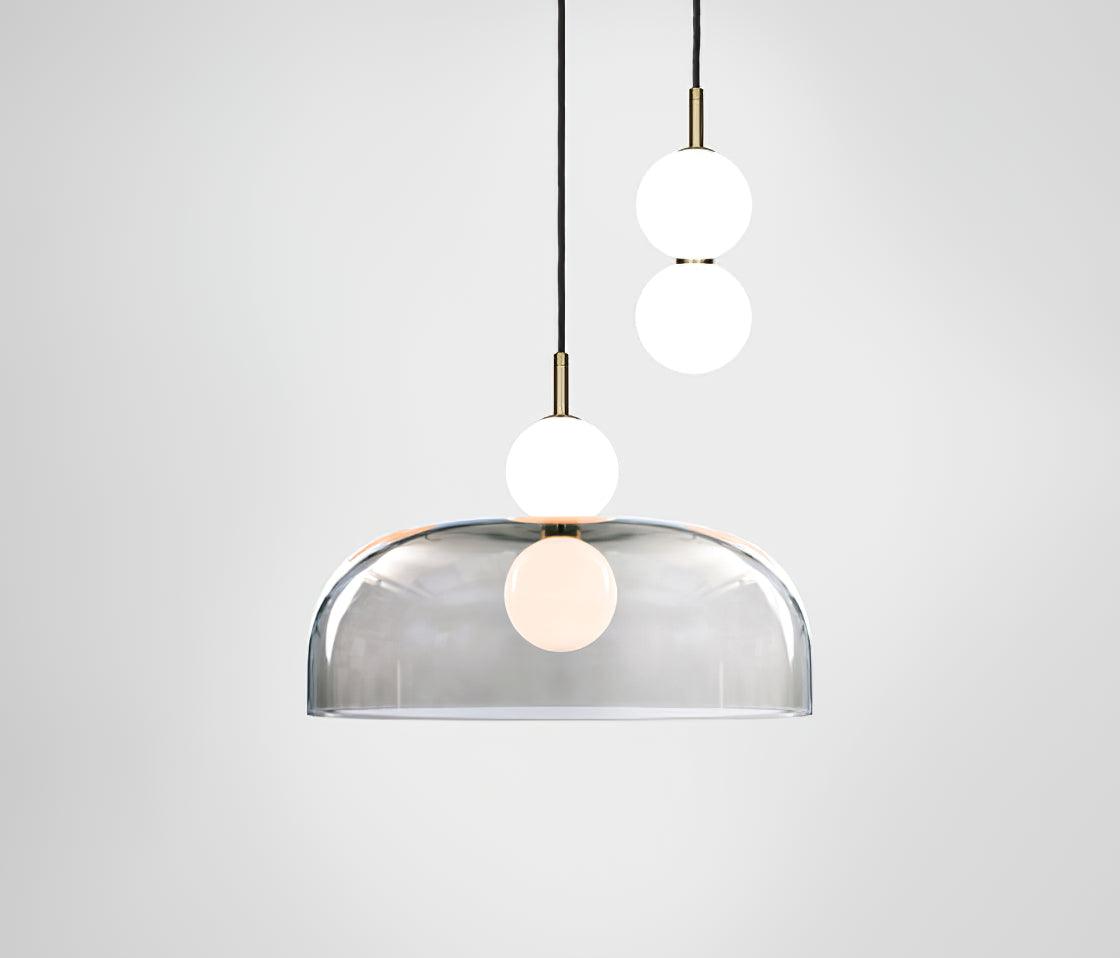 Modern Ohm Glass Globe Pendant Light Fixture with Integrated LED Hanging Ceiling Lamp