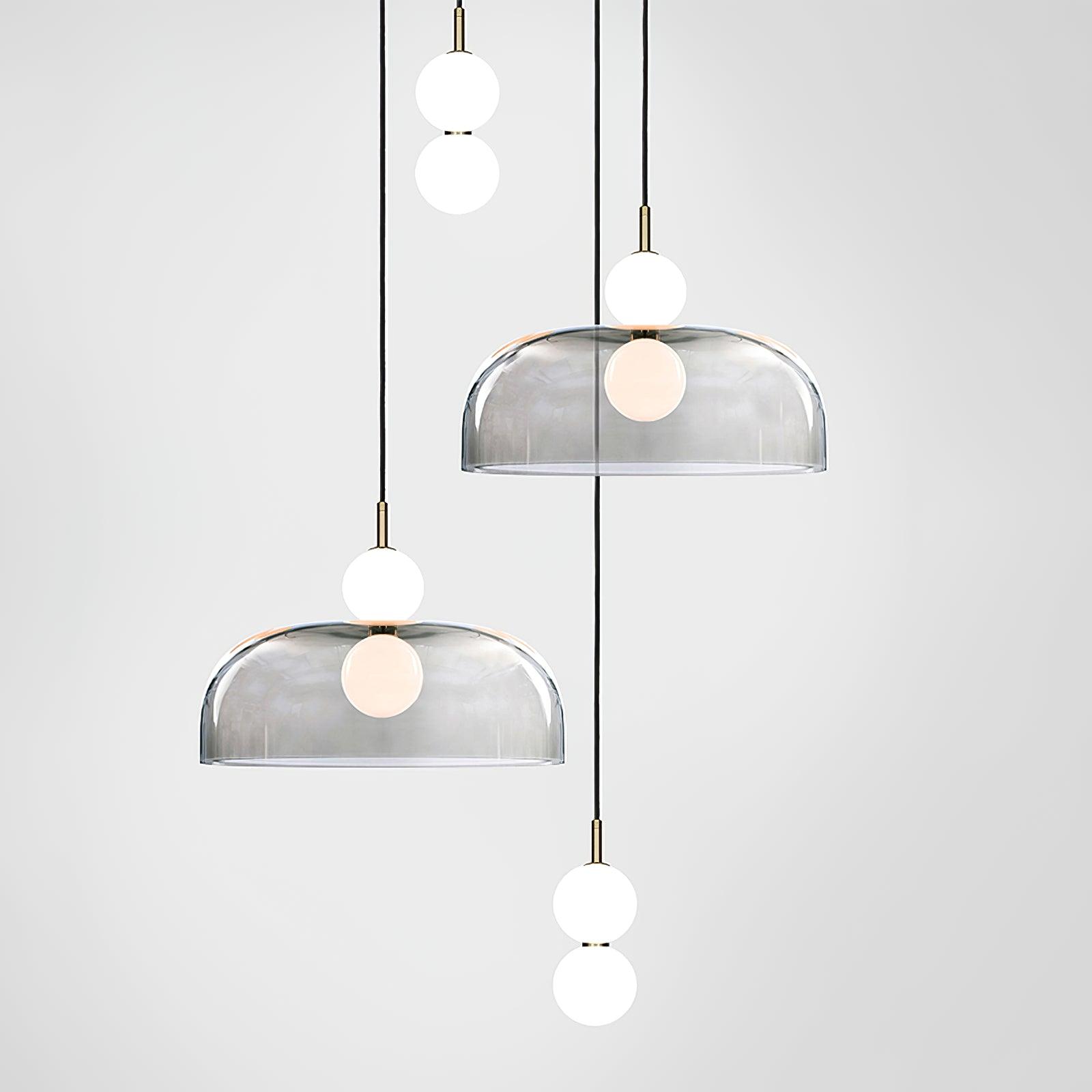 Modern Ohm Glass Globe Pendant Light Fixture with Integrated LED Hanging Ceiling Lamp