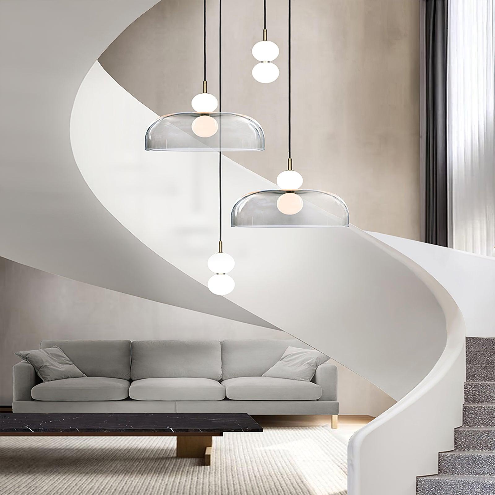 Modern Ohm Glass Globe Pendant Light Fixture with Integrated LED Hanging Ceiling Lamp