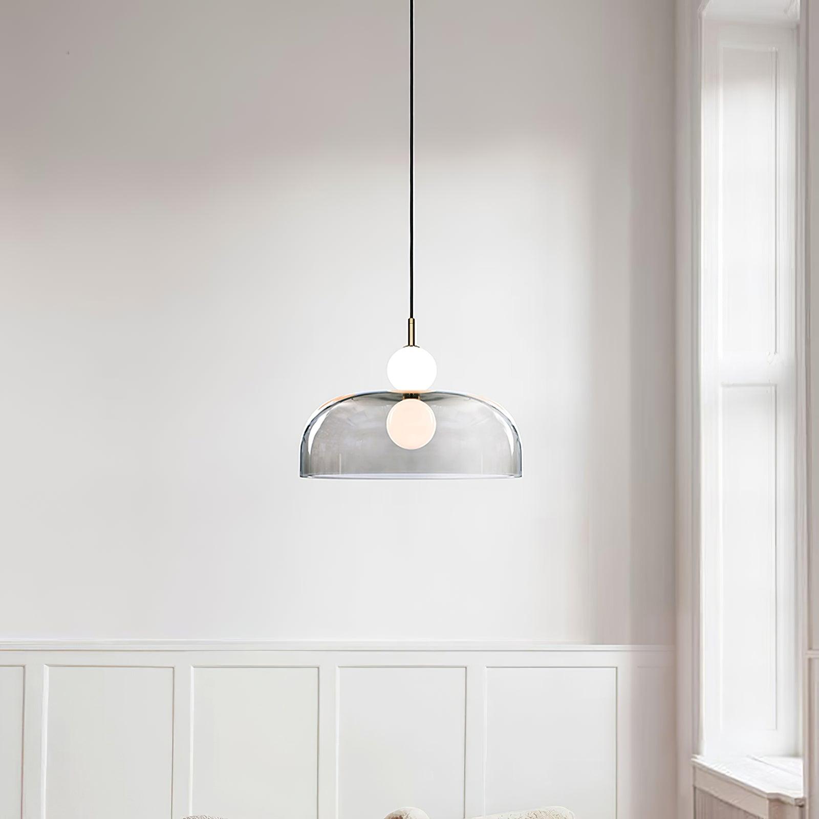 Modern Ohm Glass Globe Pendant Light Fixture with Integrated LED Hanging Ceiling Lamp