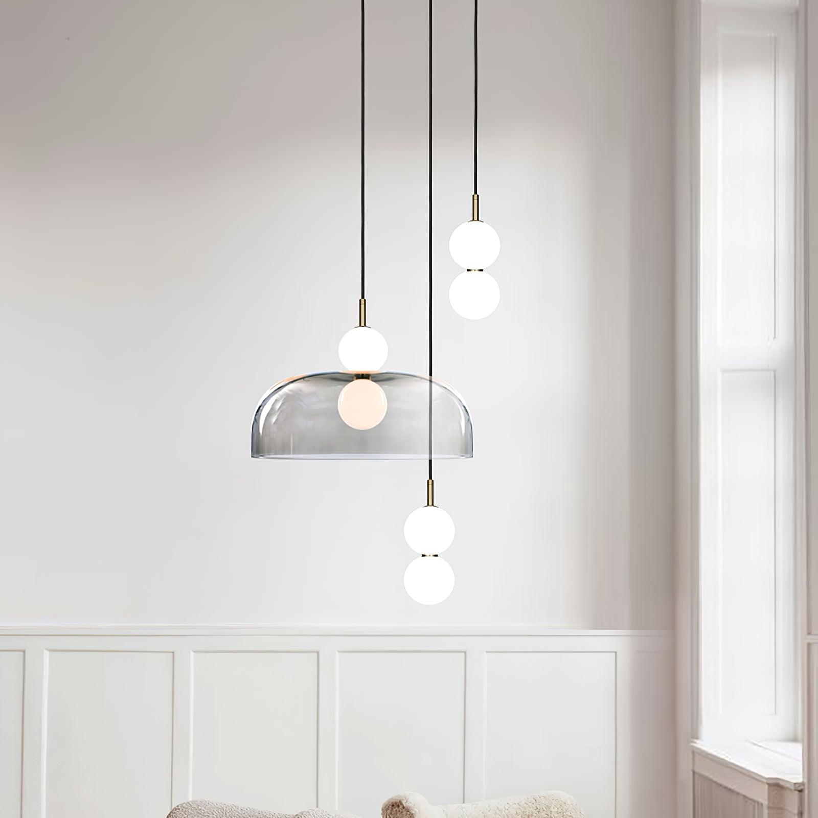 Modern Ohm Glass Globe Pendant Light Fixture with Integrated LED Hanging Ceiling Lamp