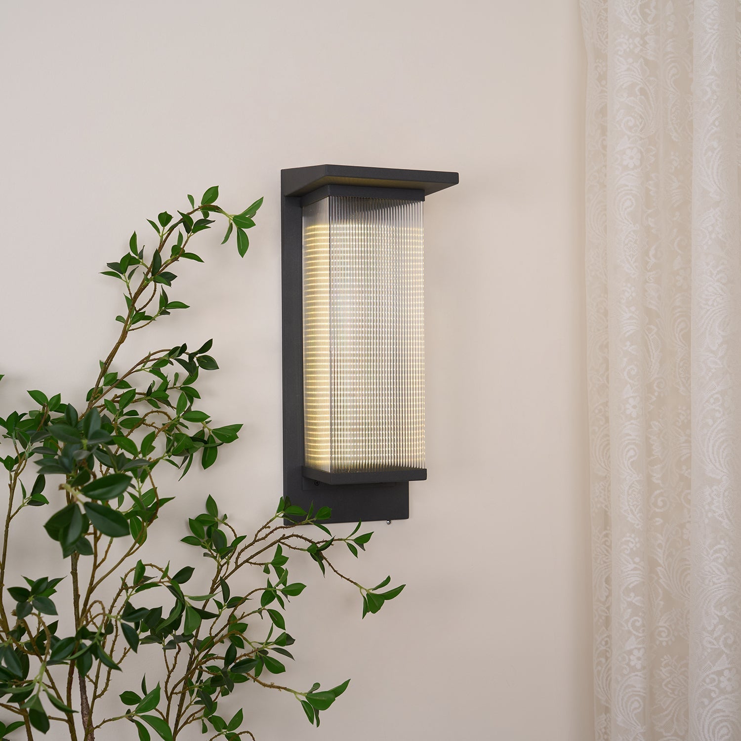Modern Oleron Box Exterior Wall Lantern Waterproof LED Sconce Light for Garden Set of 2