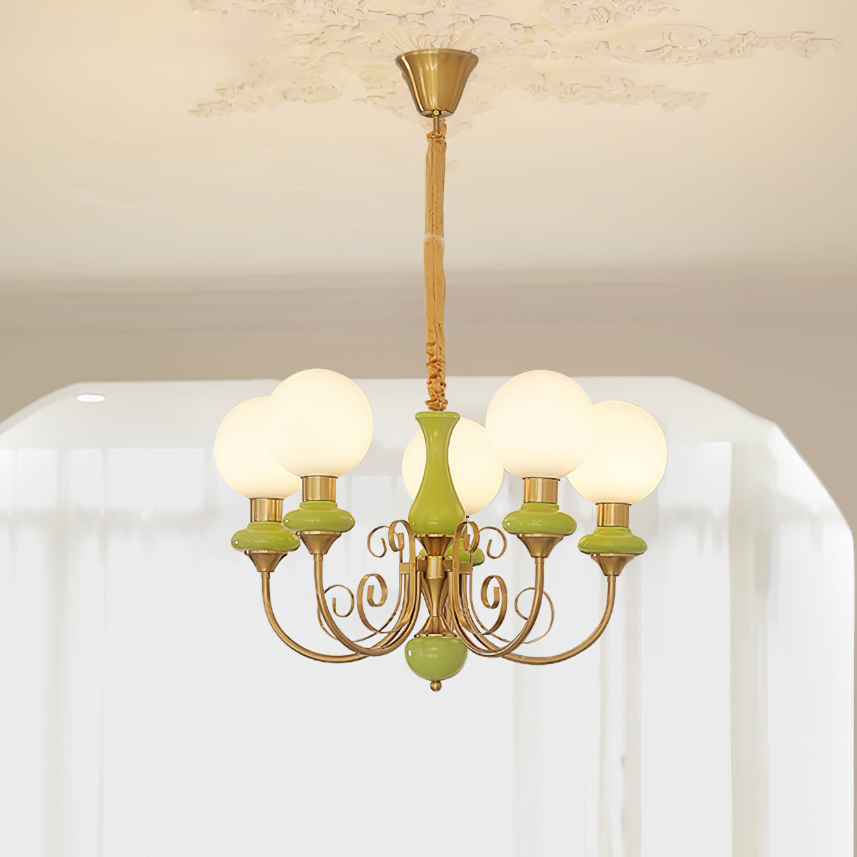 Modern Onyx Glass Pendant Light Metal Chandelier for Dining Room Living Space
