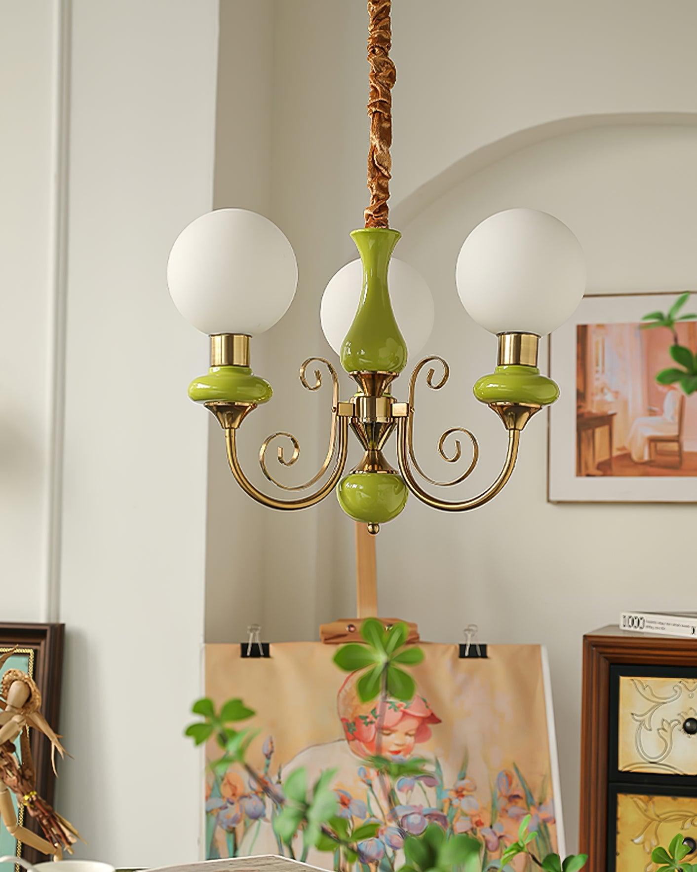 Modern Onyx Glass Pendant Light Metal Chandelier for Dining Room Living Space