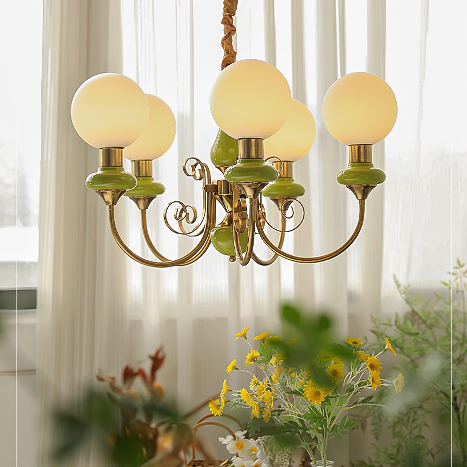 Modern Onyx Glass Pendant Light Metal Chandelier for Dining Room Living Space
