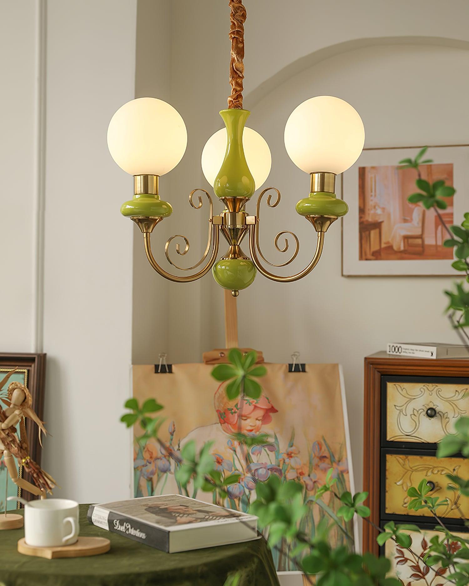 Modern Onyx Glass Pendant Light Metal Chandelier for Dining Room Living Space