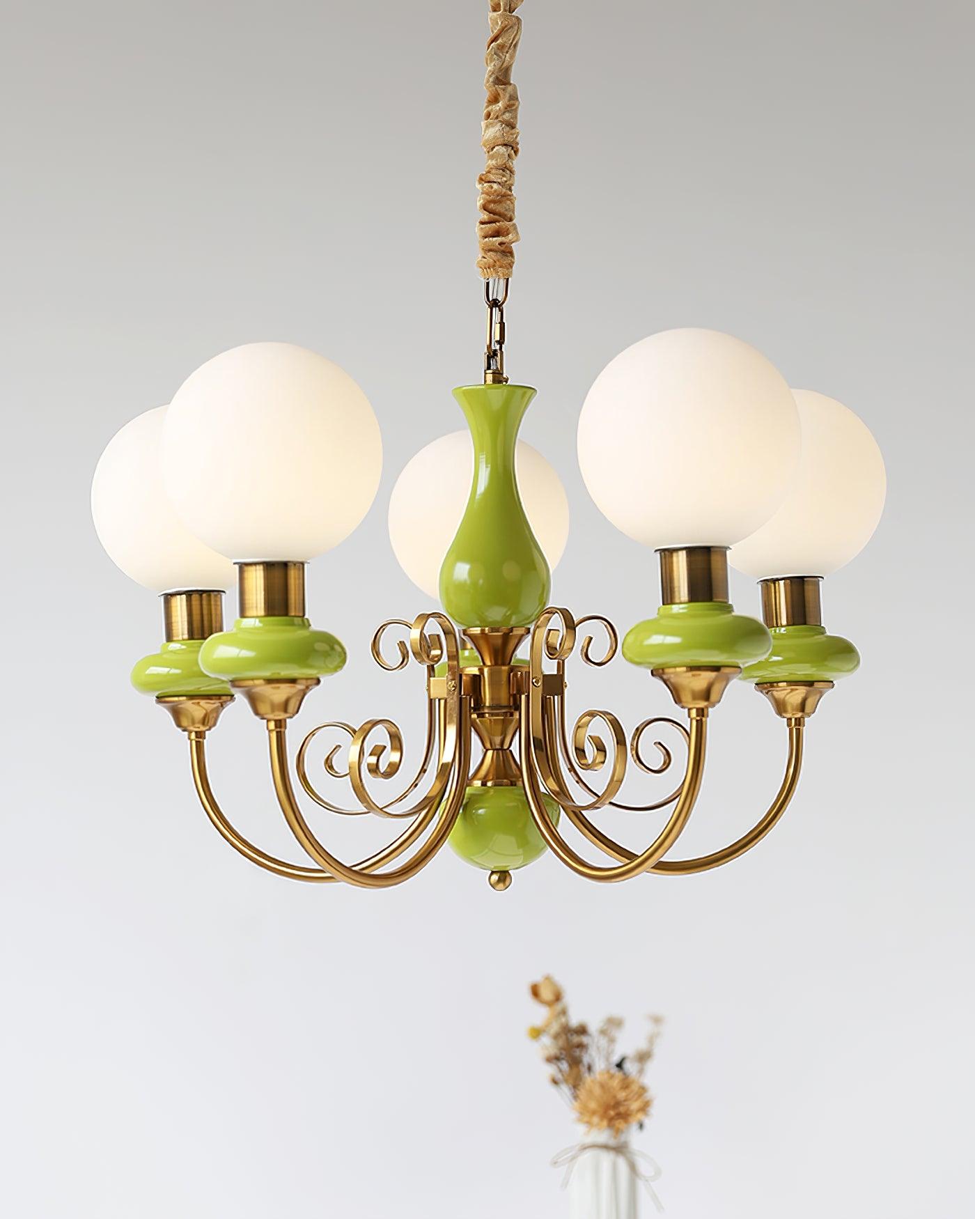 Modern Onyx Glass Pendant Light Metal Chandelier for Dining Room Living Space