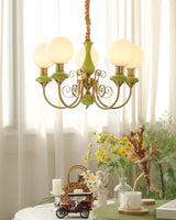 Modern Onyx Glass Pendant Light Metal Chandelier for Dining Room Living Space