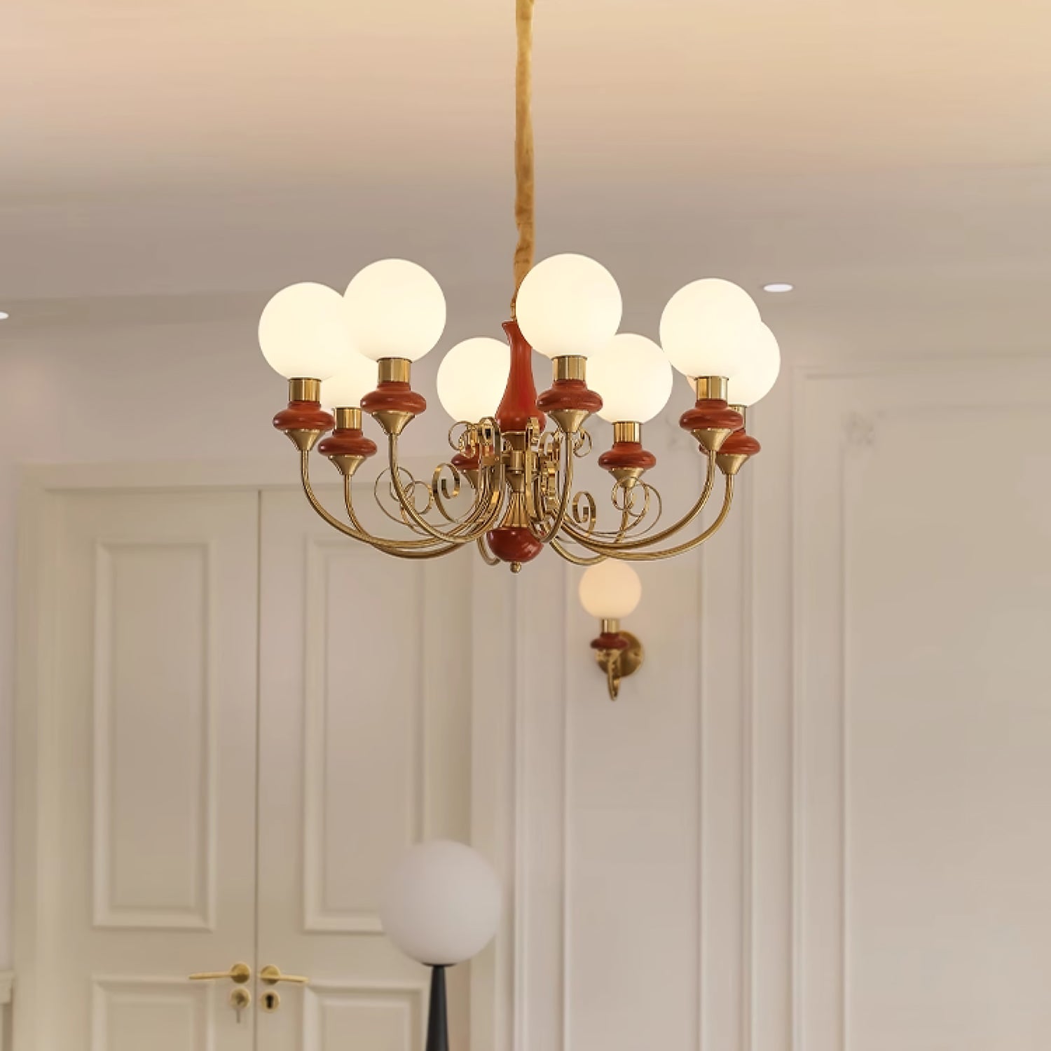 Modern Onyx Glass Pendant Light Metal Chandelier for Dining Room Living Space