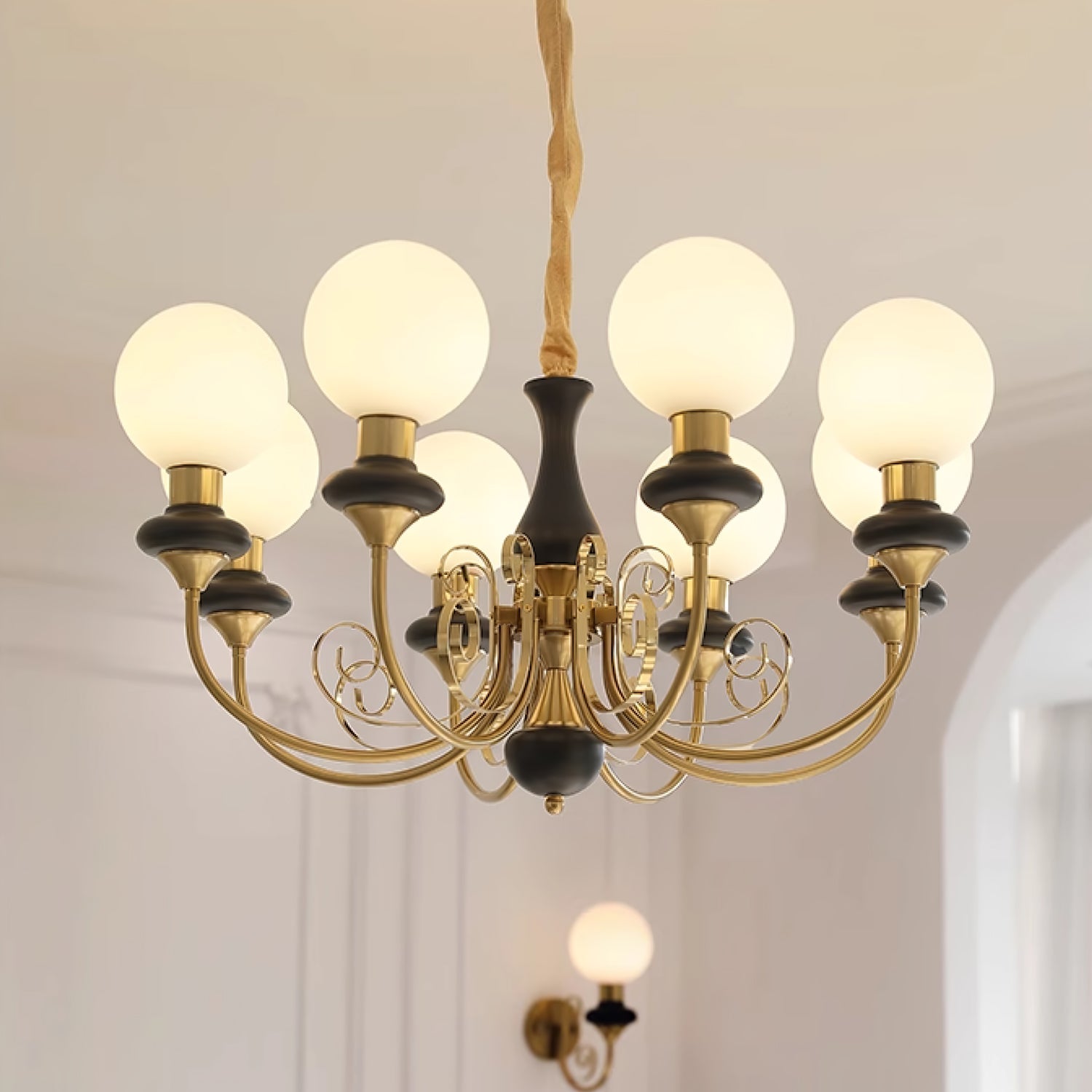 Modern Onyx Glass Pendant Light Metal Chandelier for Dining Room Living Space