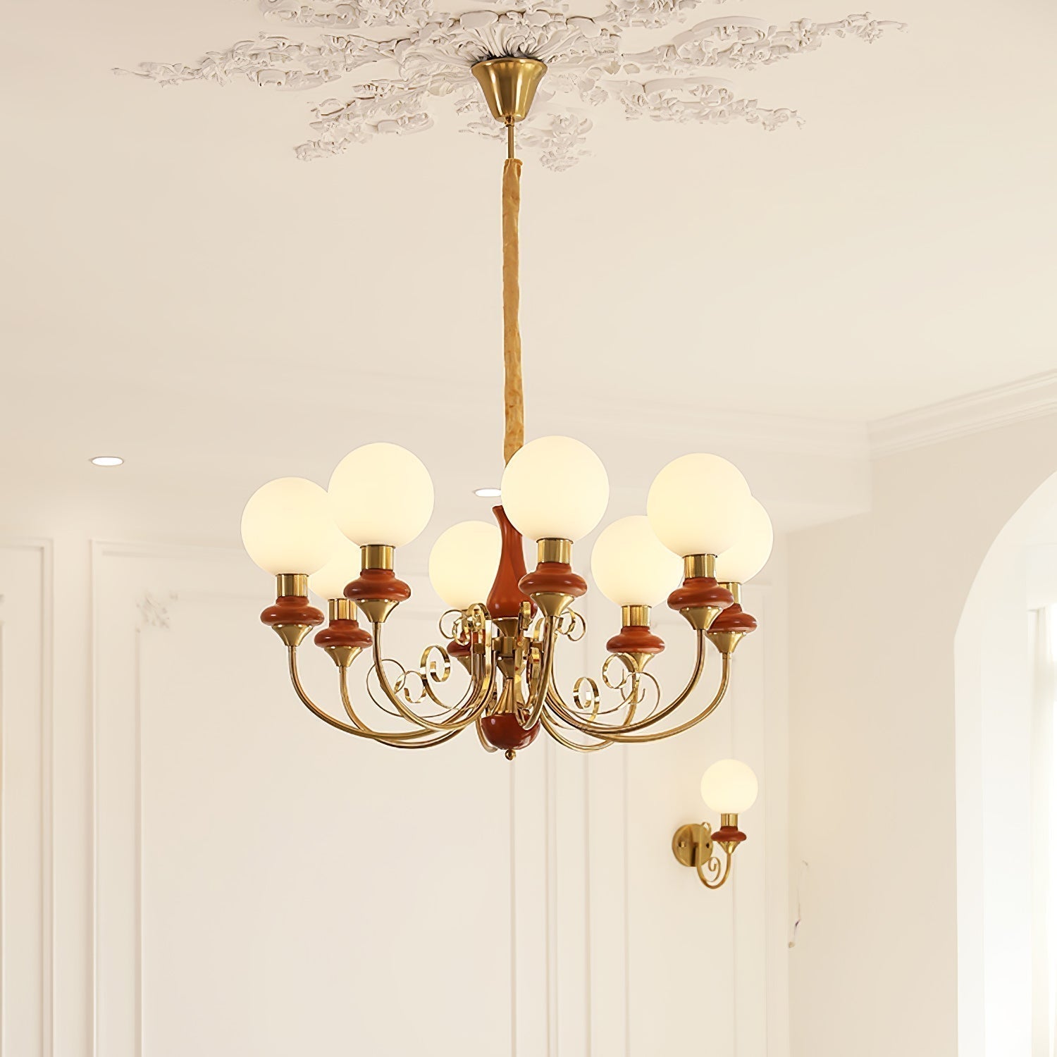 Modern Onyx Glass Pendant Light Metal Chandelier for Dining Room Living Space