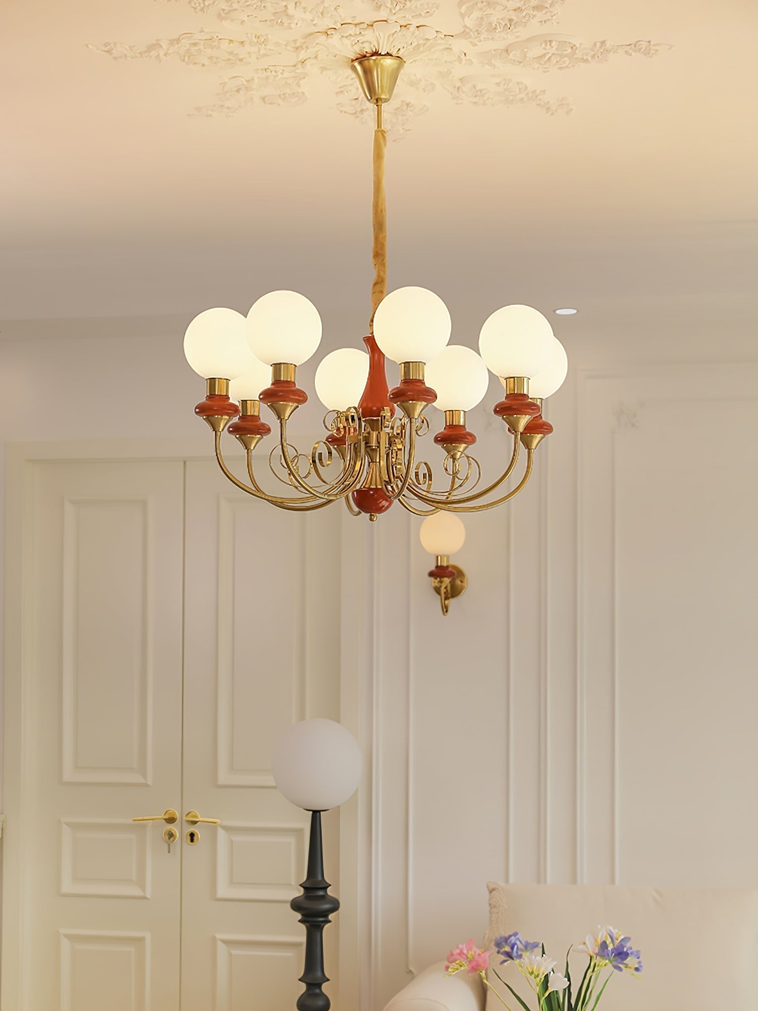 Modern Onyx Glass Pendant Light Metal Chandelier for Dining Room Living Space