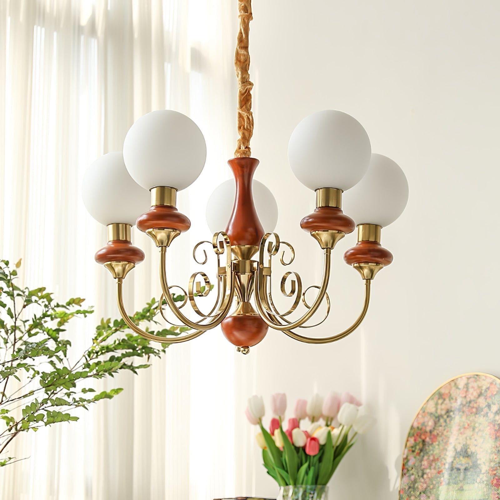 Modern Onyx Glass Pendant Light Metal Chandelier for Dining Room Living Space
