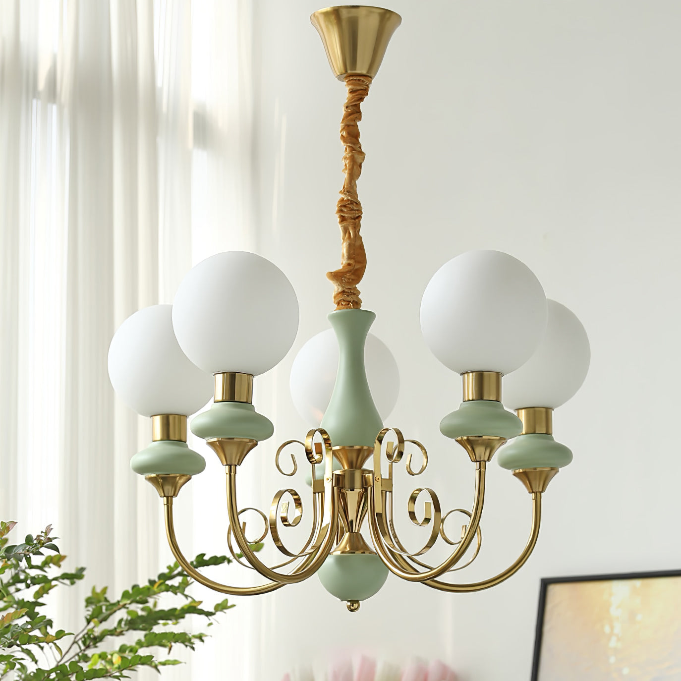 Modern Onyx Glass Pendant Light Metal Chandelier for Dining Room Living Space
