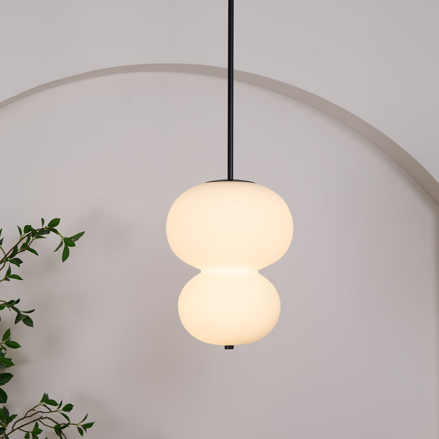 Modern Opal Glass Gourd Hanging LED Pendant Lamp for Dining and Living Rooms