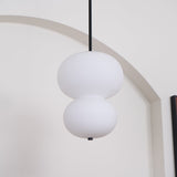 Modern Opal Glass Gourd Hanging LED Pendant Lamp for Dining and Living Rooms